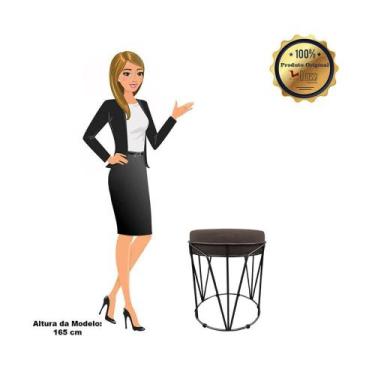 Imagem de Puff Multiuso Com Mesa 2 Em 1 Suede Marrom Base Preto - DROSSI