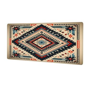 Imagem de Tapete de mouse grande étnico retrô boêmio à prova d'água com protetor de mesa estendido para computador, base de borracha antiderrapante para escritório, computador, teclado, laptop e mesa de casa