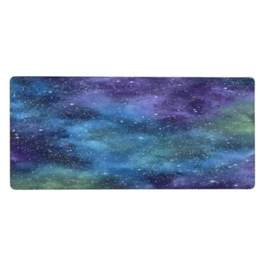 Imagem de Tapete de rato roxo galáxia azul grande à prova d 'água computador protetor de mesa tapete protetor de mesa antiderrapante base de borracha para escritório, computador, teclado, laptop e mesa de casa