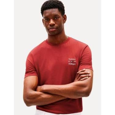 Imagem de Camiseta Tommy Hilfiger Masculina Regular Stack Vermelho-Masculino