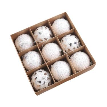 Imagem de Fancyes Conjunto de 9 Enfeites de Natal em Formato de Bola, 8 Cm de Diâmetro, para Pendurar Na Decoração Natalina, Branco