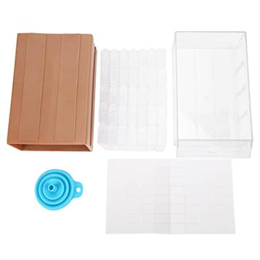 Imagem de SIWOTED Caixa de armazenamento DIY tipo gaveta PP strass recipiente com 35 caixas pequenas funil adesivo para artesanato armazenamento de strass