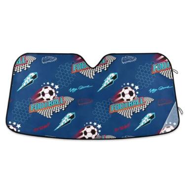 Imagem de Bola de futebol abstrata para para-brisas dianteiros blocos de proteção solar raios UV para-brisa para-sol para caminhões pequenos