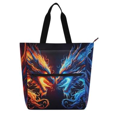 Imagem de Bolsa feminina com estampa de dragão de combate a incêndio para trabalho, escola, bolsa para professores, presente para amantes de livros