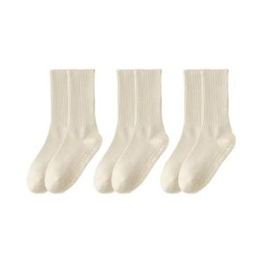 Imagem de Meias De Algodão Antiderrapantes Para Yoga E Pilates Femininas De Comp