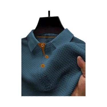 Imagem de Camiseta polo masculina de manga curta com lapela de seda gelada de ve