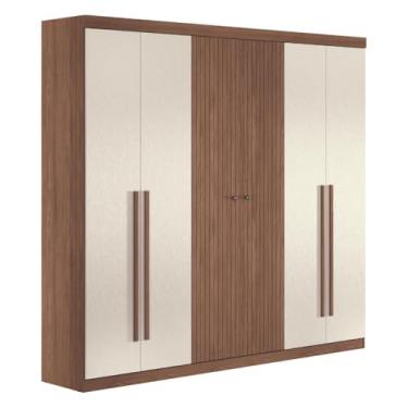 Imagem de Guarda Roupa Casal Com Espelho 6 Portas Sintra Jatobá Areia