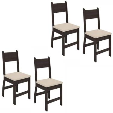 Imagem de Kit de 4 Cadeiras Milano com Tecido em Material Sintetico Amendoa/savana