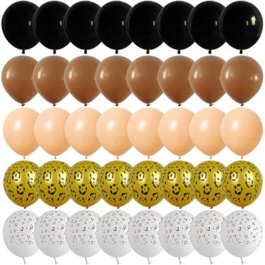 Imagem de Balões com estampa de guepardo, decorações de aniversário, 30,5 cm, preto, marrom, nude, dourado, branco, leopardo, estampa de leopardo, balões de látex para chá de bebê, chá de bebê, zoológico, selva