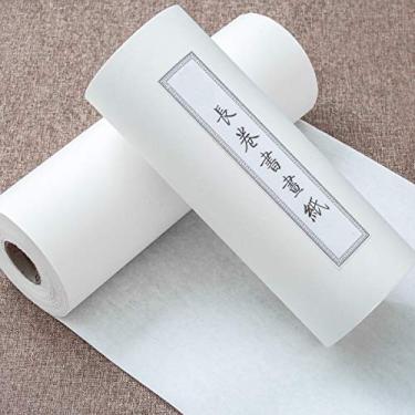 Imagem de KYMY Rolo de papel de caligrafia chinês/japonês, papel Sumi, papel Xuan/papel de arroz para escrever e pintar, rolo de tinta de pincel longo chinês Xuan Papel-35 cm X50 m, Shu (ripo) Xuan
