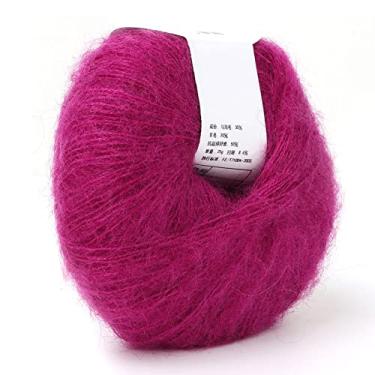 Imagem de Generic Fio angorá de Malha Mohair Macio para Tecer Lenços, Suéteres e Chapéus, lã Mohair Quente de Em Várias Cores, Lavável à Mão para Entusiastas de tricô (15 vermelho rosa profundo)