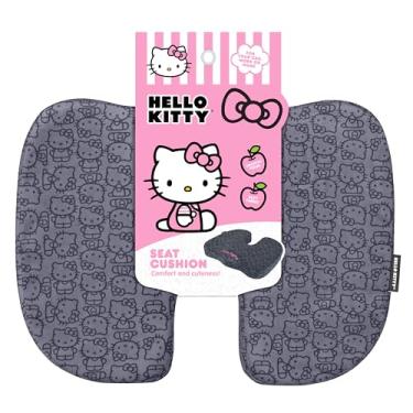 Imagem de Carbella Almofada de assento Hello Kitty oficialmente licenciada – linda almofada de cadeira de escritório cinza carvão para carro, casa, trabalho ou mesa – Almofadas confortáveis de espuma