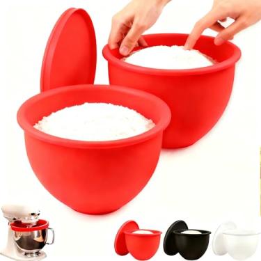 Imagem de Pacote com 2 forros de tigela de silicone Kitchen Aid para misturadores de cabeça inclinada de 5 litros – Inserções de silicone misturado para auxílio de cozinha, acessórios e acessórios para