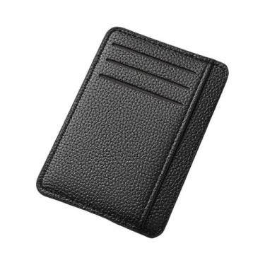 Imagem de Carteira De Couro Slim Para Homens Com Bloqueio RFID, Minimalista, Por