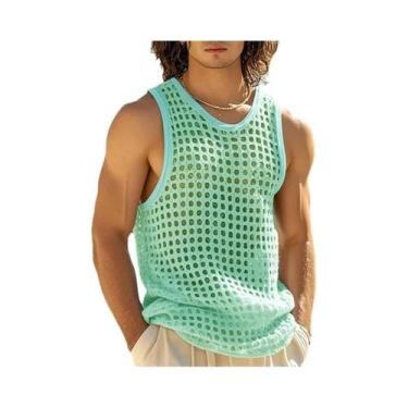 Imagem de Camiseta Regata Masculina Estilo Americano Com Recortes Em Malha Sem M