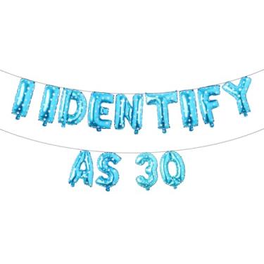 Imagem de Banner divertido de balões com glitter multicolorido, artigos de festa de aniversário, ideias e presentes para adultos de 21, 30, 40, 50, 60, 70, 80 anos (eu identifico como 30 estrelas azuis)