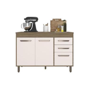 Imagem de Balcão Sem Tampo 1,20 Barcelona Carvalho Oak/Off White - Poliman - Pol