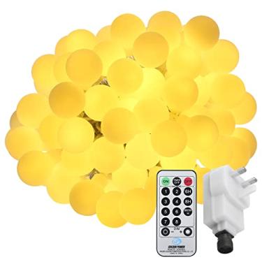 Imagem de Luzes de fita Plug-in Globe 18m 150 LEDs Fadas com Controle Iluminação Quente 8 Modos Função Timer Decorativas para Interiores Casamento Festa Árvore