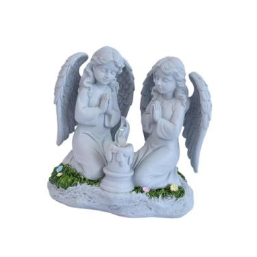 Imagem de Generic Estátua de anjo solar para jardim externo com luz, estatuetas de anjo decorativas e criativas em resina para decoração de gramados e quintais, Oração