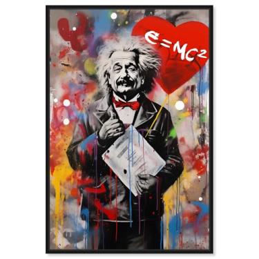 Imagem de Art Remedy Arte pop de graffiti em tela Genius Love, moldura preta, 25,4 cm x 38,1 cm