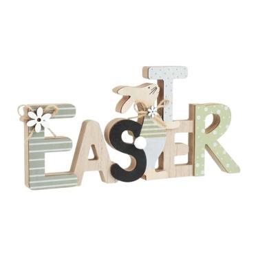 Imagem de shamjina Placa de mesa de madeira com para a Páscoa, enfeite festivo de madeira para mesa, festa, quarto, balcão ou escrivaninha.
