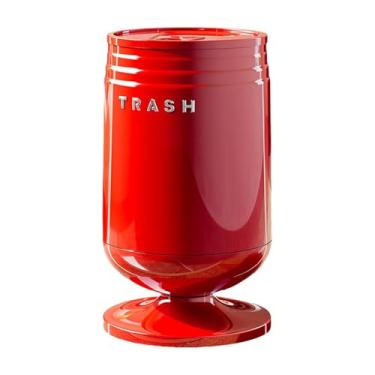 Imagem de DimyFew Lixeira com tampa para escritório, hotel, banheiro e sala de jantar, Vermelho, L