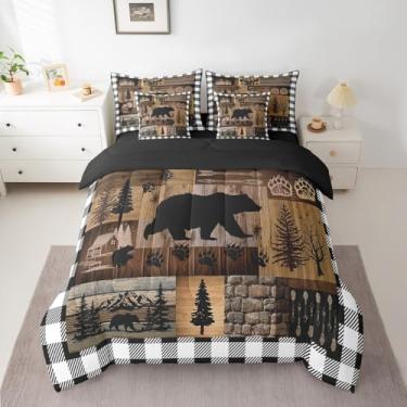 Imagem de Feelyou Jogo de cama de urso em uma bolsa, animais selvagens, casa de fazenda, 7 peças, decoração de quarto de crianças, animais selvagens, conjunto de cama inclui edredom, conjunto de lençóis,