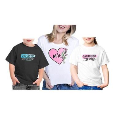 Imagem de Kit Camiseta Mãe E Filho Grudinho Da Mãe Branca E Preta - Sete Sete Es