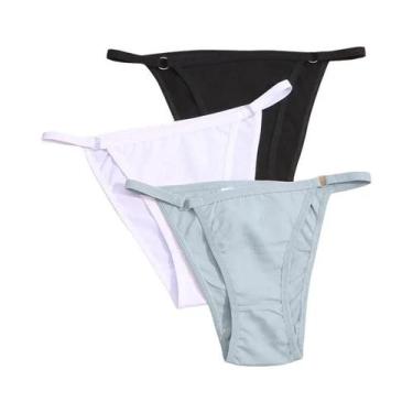 Imagem de Conjunto De 3 Calcinhas De Algodão De Cintura Baixa Para Mulheres, Lin