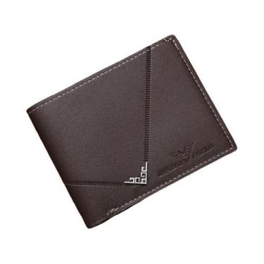 Imagem de Carteira De Couro Slim Masculina, Porta Cartões Múltiplos, ID, Casual 