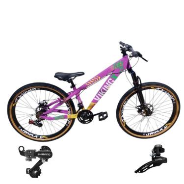 Imagem de Bicicleta 26 VikingX T25 21v Cambios Shimanos  Pneu Aro 26 Balão Faixa Amarela-Unissex