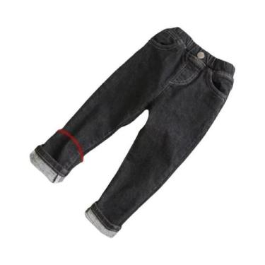 Imagem de Calças Jeans Quentes Para Meninos E Meninas, Outono Fino, Inverno Gros