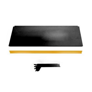 Imagem de Kit 3 Bandeja Prateleira 30x91 Gôndolas New Plus Preto Porta Etiqueta Amarelo Sa Gôndolas