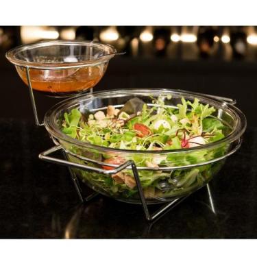 Imagem de Saladeira com molheira bowl para salada e molho em vidro Forma Inox 80