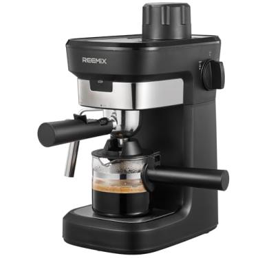 Imagem de Reemix Máquina de café expresso de aço inoxidável de 6 barras com máquina de café expresso com bocal de espuma de leite profissional, ideal para cappuccino, latte e macchiato, compacto e elegante em