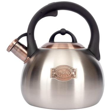 Imagem de Chaleira de Chá 3 Litros em Aço Inoxidável com Apito e Alça Ergonómica, LUXGRACE, Prata