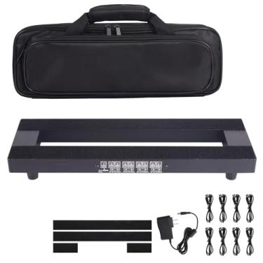 Imagem de SOYAN Pedal de guitarra de 38,1 cm x 12,7 cm com fonte de alimentação integrada Pedaleira de liga de alumínio com bolsa de transporte (PPB-15)