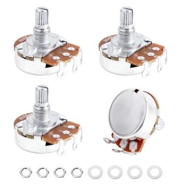 Imagem de Banworks Potenciômetros de alumínio B500K M8 de tamanho completo métricos com eixo curto dividido de 18 estrias (comprimento de 15 mm) com traseira selada para Epiphone Les Paul LP/SG Squier Strat