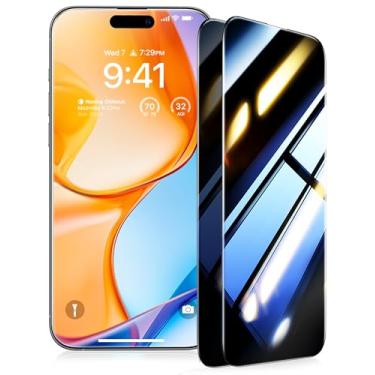 Imagem de 2 peças 9H+ Armor para iPhone 17 Pro Max protetor de tela de privacidade [NO.1 grau militar inquebrável] tela de privacidade 17 Pro Max vidro temperado 17 ProMax mais durável, 2 pacotes (iPhone16PRO)