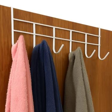 Imagem de Cabide De Porta Para Porta Pendurar Toalha Roupas gancho para porta de metal (Branco)