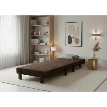 Imagem de Cama Dobrável Portátil Solteiro Colchão Embutido Pés Externo em Madeir