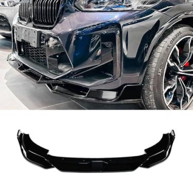 Imagem de Spoiler do para-choque dianteiro do carro peça de modificação do difusor de lábios compatível com X3M X4M F97 F98 LCI 2022+ protetor de para-choque acessórios para carro (preto brilhante)