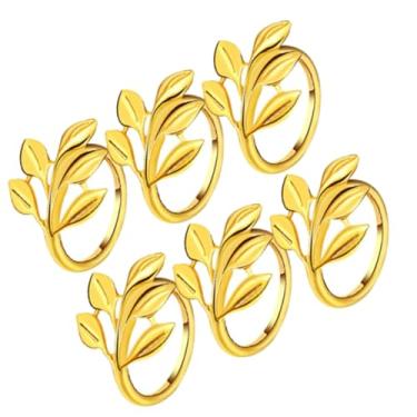 Imagem de Yunir Anéis de Guardanapo, Anel de Guardanapo de Metal de 6 Pces, Fivelas Elegantes Dos Suportes do da Folha para o Jantar da Família, Casamento, Festa, Decorações de Mesa (Ouro)