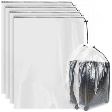 Imagem de HFKPJRT Sacos de armazenamento de plástico transparentes extra grandes de 101 x 152 cm, sacos de armazenamento de bagagem de 4,7 mm para mala, carrinho, cadeira, bicicleta infantil, cobertor