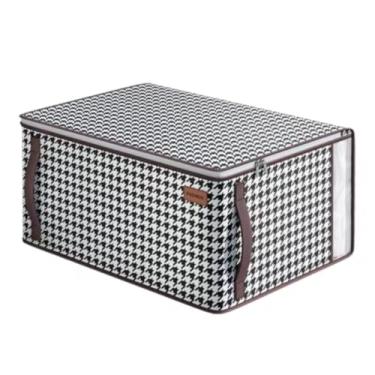 Imagem de Caixa Organizadora Dobrável 60cm Multiuso com Zíper Guarda-Roupas Flexível Para Moda Caixa Para Roupas Cobertores