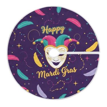 Imagem de ATTX Saia de árvore com máscara de carnaval de 118 cm – decoração festiva para festas de ano novo e carnaval #516