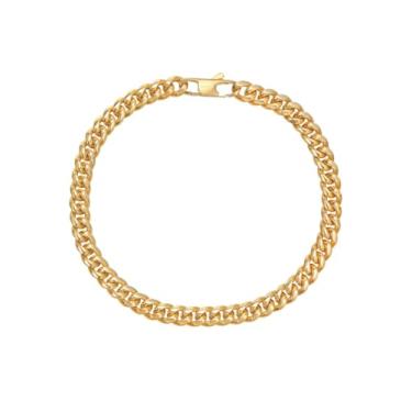 Imagem de Pulseira de ouro 18 quilates, joia feminina de luxo clara de cor sólida, pulseira de malha fina, adequada para dar a mulheres, mães, amantes, Natal, presentes de dia dos namorados, 7.5 IN, Ouro