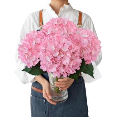 Imagem de JINWOE 4 peças de flores artificiais azuis para dama de honra, decoração de mesa de casamento, arranjo de festa em casa (rosa pêssego)