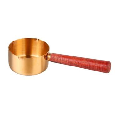 Imagem de Molho de aço inoxidável comercial com alça para molho de bife com cabo de madeira, copo de molho ocidental, salada de tomate, jarro de leite (grande)