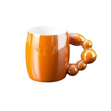 Imagem de KEG801302 Caneca de cerâmica com pérolas coloridas modernas estilo nórdico xícara de café xícaras de chá copo de água canecas de escritório xícaras de café utensílios de bebida (laranja)